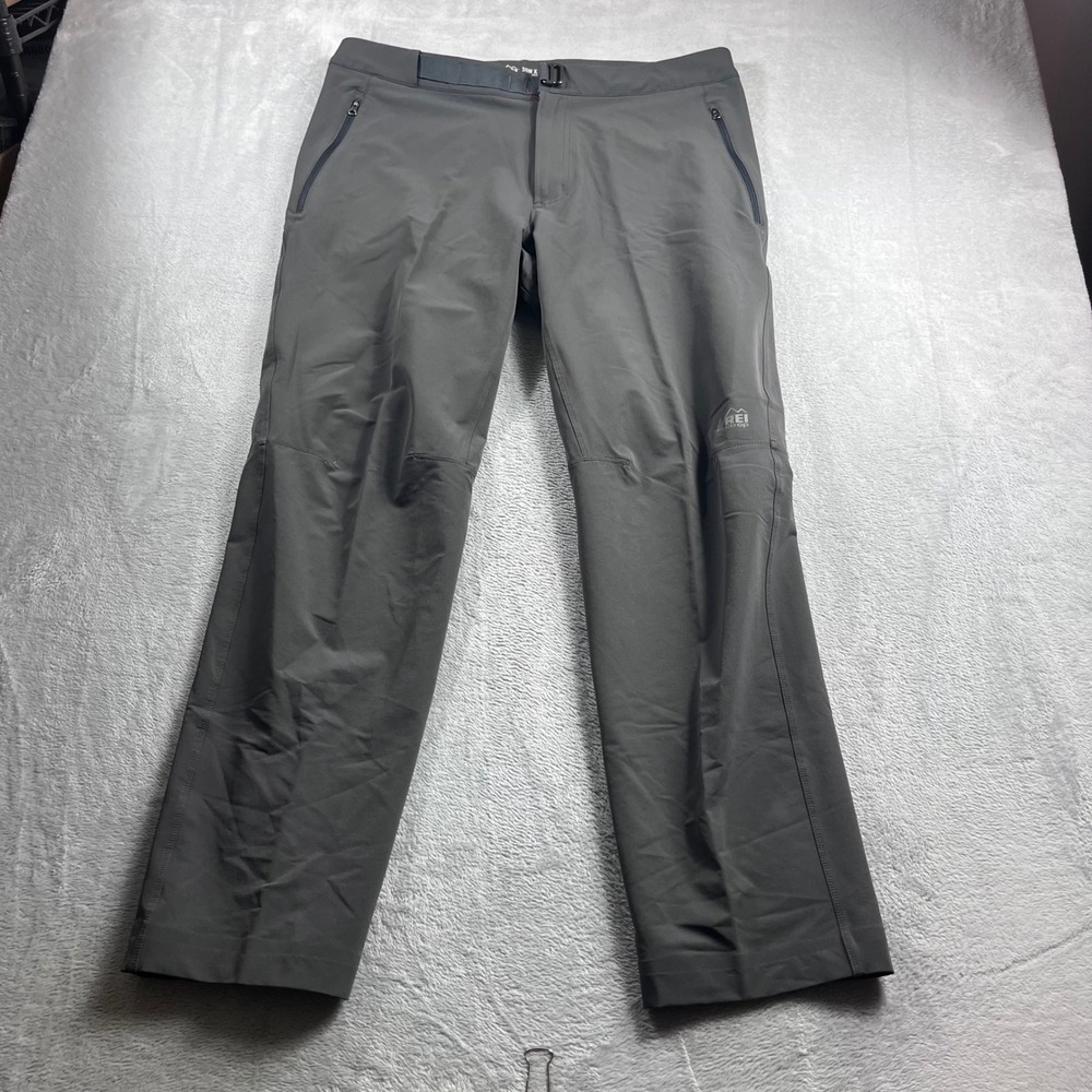 REI Co-op Screenline Mens 38x32 Gray Technical Hiking Pants Integrated Belt